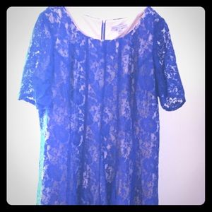 Blue and Nude Illusion Fit and Flare - Plus Size